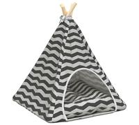 Teepee pour animaux de compagnie avec coussin Blanc et Gris animal Lit vidaXL vi