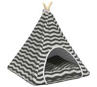 vidaXL Teepee pour animaux de compagnie avec coussin 60 x 60 x 70 cm, Tente triangulaire pour animaux, abri moderne pour chien, lit cocooning, retraite stylée pour chat, facile à monter