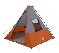 vidaXL Tente Autre Gris et Orange et Noir 383 x 338 x 217 cm Polyester, Tente Pyramide Moderne, abri étanche, équipement extérieur Portable pour Jardin et terrasse, Facile à Plier