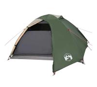 vidaXL Tente de Camping 4 Personnes, Tente d'Ombrage avec Sac de Transport, Auvent Portable avec Parois Latérales pour Randonnée, Vert Imperméable