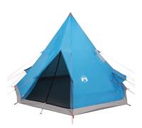 vidaXL Tente de Camping 4 Personnes, Tente d'Ombrage avec Sac de Transport, Auvent Portable avec Parois Latérales pour Randonnée, Bleu Imperméable