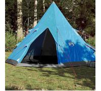 Tente de Camping 4 Personnes Auvent Abri Randonnée Bleu Imperméable vidaXL