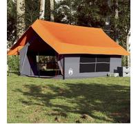 vidaXL Tente de camping 5 personnes – Gris et orange, imperméable, abri extérieur