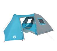 vidaXL Tente de Camping 6 Personnes, Tente d'Ombrage avec Sac de Transport, Auvent Portable avec Parois Latérales pour Randonnée, Bleu Imperméable