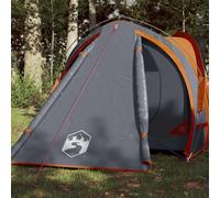 Tente de camping à dôme 2 personnes gris et orange imperméable Noir G