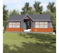 Vidaxl Tente De Camping Avec Fenêtres Grise Et Orange, Pour 12 Personnes, Étanche