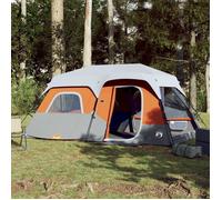 vidaXL Tente de Camping avec Lumière LED 9 Personnes, Tente d'Ombrage avec Sac, Auvent Portable avec Parois Latérales, Gris 94312