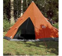 vidaXL Tente de Camping Tipi 4 Personnes, Tente d'Ombrage avec Sac de Transport, Auvent de Camping, Abri de Jardin, Orange Imperméable