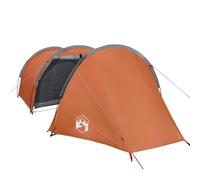 Tente de Camping Tunnel 4 Personnes, Tente d'Ombrage avec Sac de Transport, Auvent de Camping, Abri de Jardin, Orange Imperméable