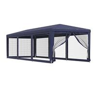 vidaXL Tente de fête - Abri - Pavillon en polyéthylène haute densité bleu de 3 x 9 m - Pour barbecue, mariage et festival - Avec cadre en fer et parois latérales en maille