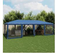vidaXL Tente de fête avec 12 parois latérales en maille bleu 8x4m PEHD, tente, tente à baldaquin, auvent de gazebo, tente de