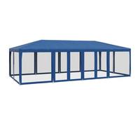 vidaXL Tente de fête avec 12 parois latérales en Maille Bleu 8x4m PEHD, Tente, Tente à baldaquin, auvent de Gazebo, Tente de Gazebo, Tente de Jardin