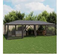 Tente de fête avec 12 parois latérales maille anthracite 8x4 m