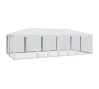 vidaXL Tente de fête 8x4m blanche en PEHD avec 12 parois latérales en maille