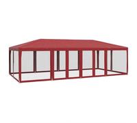 vidaXL Tente de fête avec 12parois latérales en Maille Rouge 8x4m PEHD