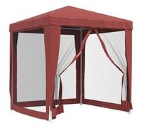 vidaXL Tente de Fête avec 4 Parois Latérales en Maille Belvédère Chapiteau Pavillon Tonnelle Tente de Réception Jardin Terrasse Rouge 2x2 m PEHD