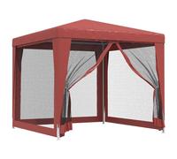 Vidaxl Tente De Fête Avec 4 Parois Latérales En Maille Rouge 2.5x2.5 M Rouge