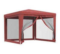 Vidaxl Tente De Fête Avec 4 Parois Latérales En Maille Rouge 3x3m Pehd Rouge