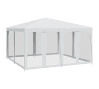 vidaXL Tente de fête avec 8 parois latérales en Maille Blanc 4x4m PEHD, Tente, Tente à baldaquin, auvent de Gazebo, Tente de Gazebo, Tente de Jardin