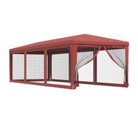 Vidaxl Tente De Fête Avec 8 Parois Latérales En Maille Rouge 3x9m Pehd