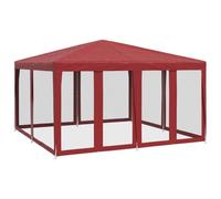 vidaXL Tente de fête avec 8 parois latérales en Maille Rouge 4x4m PEHD, Tente, Tente à baldaquin, auvent de Gazebo, Tente de Gazebo, Tente de Jardin
