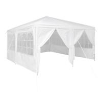vidaXL Tente de fête Blanc 400 x 400 x 266 cm Polyéthylène, Tente de Jardin, abri Portable et Pliable, Protection UV, pavillon résistant aux intempéries