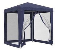 vidaXL Tente de Réception Avec 4 Parois Latérales en Maille - Jardin, Tonnelle, Pliante, Camping - 2 x 2 m - PEHD - Bleu