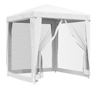 vidaXL Tente de Réception avec 4 Parois Latérales en Maille Tonnelle Chapiteau Pavillon Belvédère Patio Jardin Extérieur Terrasse 2x2m Blanc