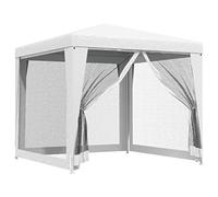 vidaXL Tente de Réception avec 4 Parois Latérales en Maille Tonnelle Chapiteau Pavillon Belvédère Patio Jardin Extérieur Terrasse 2,5x2,5 m Blanc