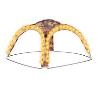 vidaXL Tente de Réception avec LED et 4 Parois Belvédère de Jardin Tonnelle de Camping Randonnée Extérieur 3,6x3,6x2,3 m Camouflage