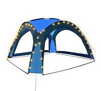 vidaXL Tente de Réception avec LED et 4 Parois Pavillon Jardin Voyage Randonnée Extérieur Résistant aux UV et à l'eau 3,6x3,6x2,3 m Bleu