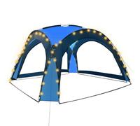 vidaXL Tente de Réception avec LED et 4 Parois Pavillon Jardin Voyage Randonnée Extérieur Résistant aux UV et à l'eau 3,6x3,6x2,3 m Bleu