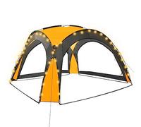 vidaXL Tente de Réception avec LED et 4 Parois Pavillon Jardin Voyage Randonnée Extérieur Résistant aux UV et à l'eau 3,6x3,6x2,3 m Jaune