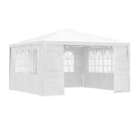 vidaXL Tente de Réception avec Parois Belvédère Tonnelle Pavillon Chapiteau Mariage Barbecue Voyage de Camping Mariage 4x4 m Blanc 90 g/m²