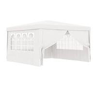 vidaXL Tente de Réception avec Parois Belvédère Tonnelle Pavillon Chapiteau Mariage Barbecue Voyage de Camping Mariage 4x4 m Blanc 90 g/m²