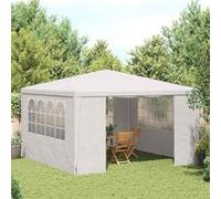 vidaXL Tente de Réception avec Parois Belvédère Tonnelle Pavillon Chapiteau Mariage Barbecue Voyage de Camping Mariage 4x4 m Blanc 90 g/m²