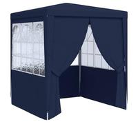 vidaXL Tente de Réception avec Parois Latérales Belvédère Tonnelle Pavillon Chapiteau Mariage Barbecue Voyage de Camping 2x2 m Bleu 90 g/m²