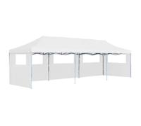Vidaxl Tente De Réception Escamotable Pliable Avec 5 Parois 3x9m Blanc Blanc