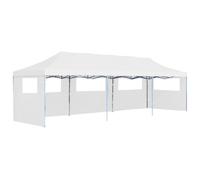 Vidaxl Tente De Réception Escamotable Pliable Avec 5 Parois 3x9m Blanc Blanc