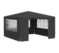 vidaXL Tente de Réception avec Parois Latérales Belvédère Tonnelle Pavillon Chapiteau Mariage Barbecue Voyage de Camping 4x4 m Anthracite 90 g/m²