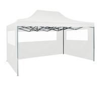 Vidaxl Tente De Réception Pliable Avec 3 Parois 3x4 M Acier Blanc Blanc