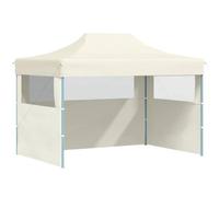 vidaXL Tente de Réception Pliable avec 3 Parois Tonnelle de Jardin Tonnelle de Patio Pavillon de Terrasse Auvent d'Extérieur 3x4 m Acier Crème