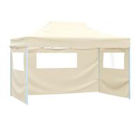 vidaXL Tente de Réception Pliable avec 3 Parois Tonnelle de Jardin Tonnelle de Patio Pavillon de Terrasse Auvent d'Extérieur 3x4 m Acier Crème