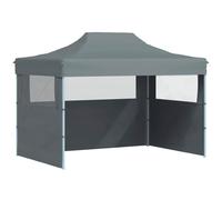 vidaXL Tente de Réception Pliable avec 3 Parois Tonnelle de Jardin Tonnelle de Patio Pavillon de Terrasse Auvent d'Extérieur 3x4 m Acier Anthracite