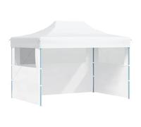 vidaXL Tente de Réception Pliable avec 3 Parois Tonnelle d'Extérieur Chapiteau de Jardin Belvédère Voyage de Camping Barbecue Mariage 3x4 m Acier Blanc