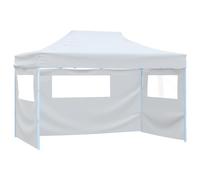vidaXL Tente de Réception Pliable avec 3 Parois Tonnelle d'Extérieur Chapiteau de Jardin Belvédère Voyage de Camping Barbecue Mariage 3x4 m Acier Blanc