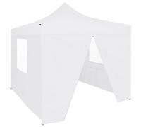 Vidaxl Tente De Réception Pliable Avec 4 Parois 3x3 M Acier Blanc Blanc