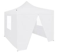 Vidaxl Tente De Réception Pliable Avec 4 Parois 3x3 M Acier Blanc Blanc