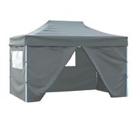 vidaXL Tente de Réception Pliable avec 4 Parois Tonnelle d'Extérieur Chapiteau de Jardin Belvédère Voyage de Camping Barbecue Mariage 3x4 m Acier Anthracite