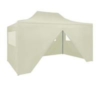Vidaxl Tente De Réception Pliable Avec 4 Parois 3x4 M Acier Crème